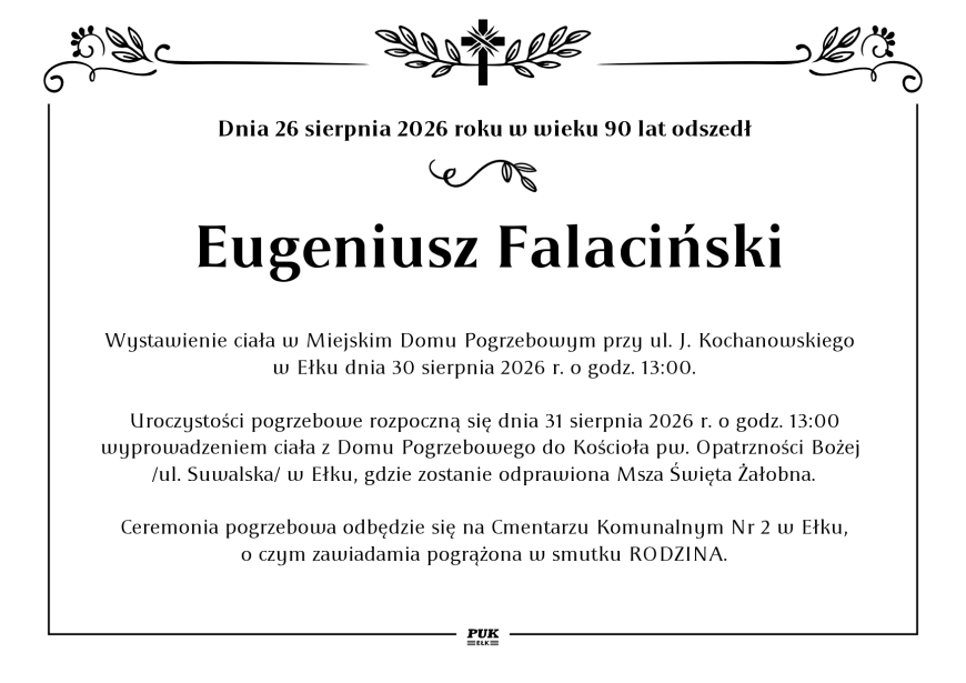 Eugeniusz Falaciński - nekrolog